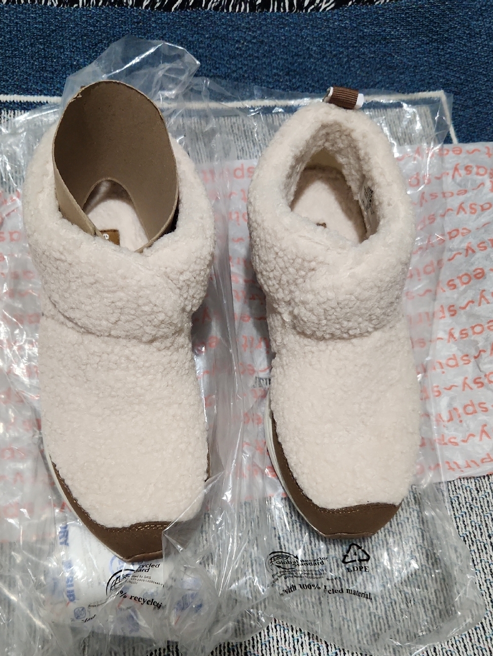 Easy Spirit Cream Sherpa Ankle Boots